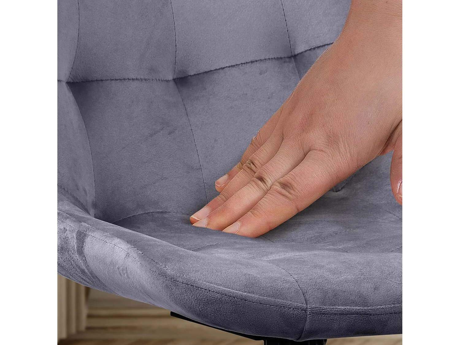 Lot de 2  chaise salle à manger - Velours - Gris foncé - Merna