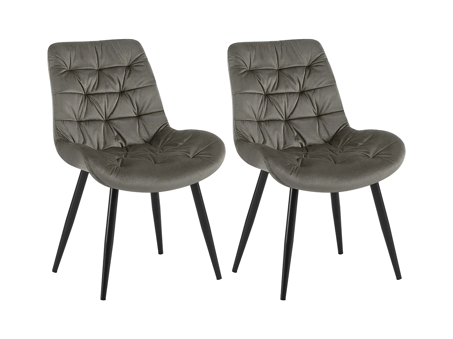 Lot de 2  chaise salle à manger - Velours - Anthracite - Rossford