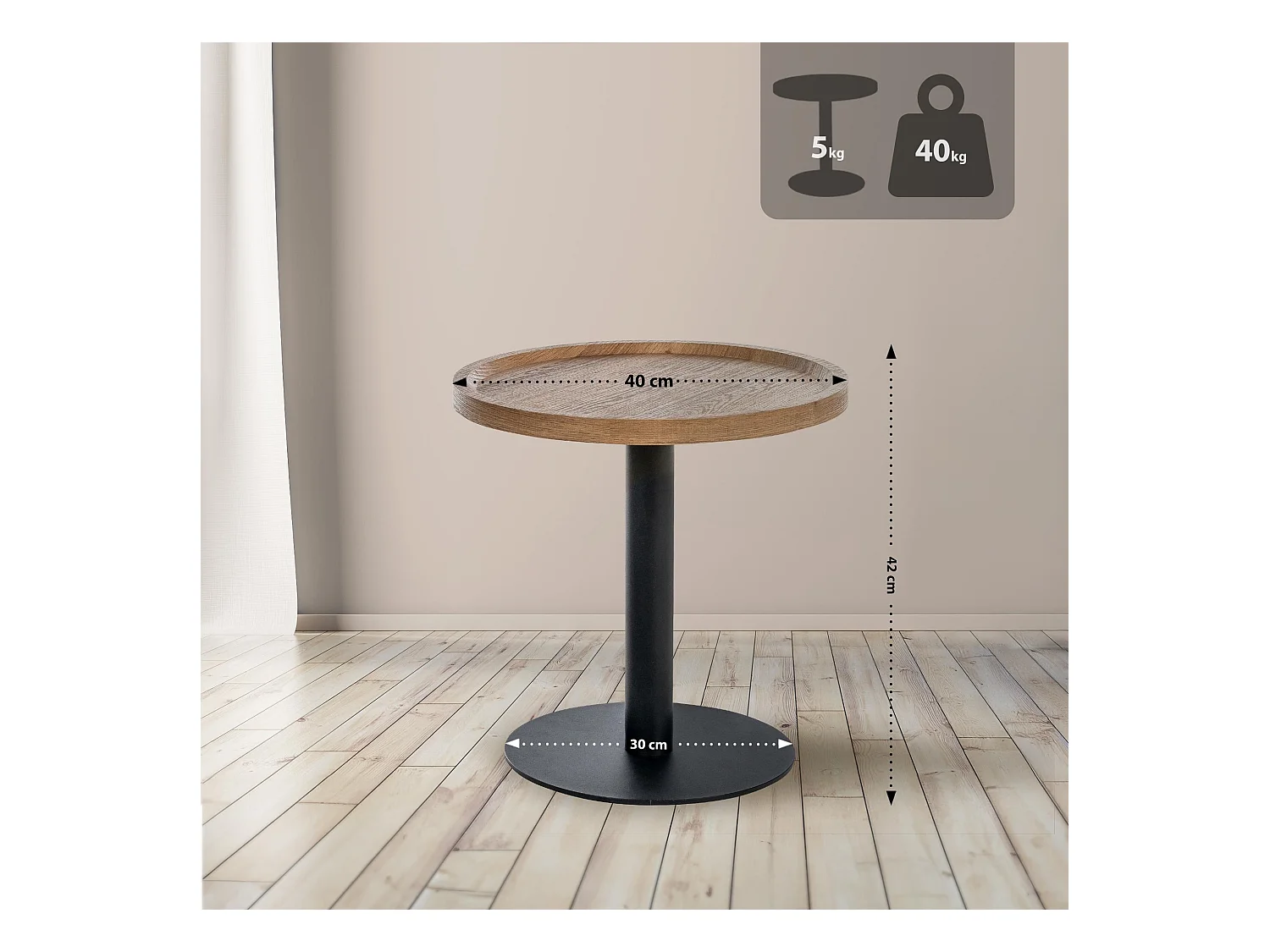 Table d'appoint - rond Ø 40 cm - Bois - Marron - Aspen