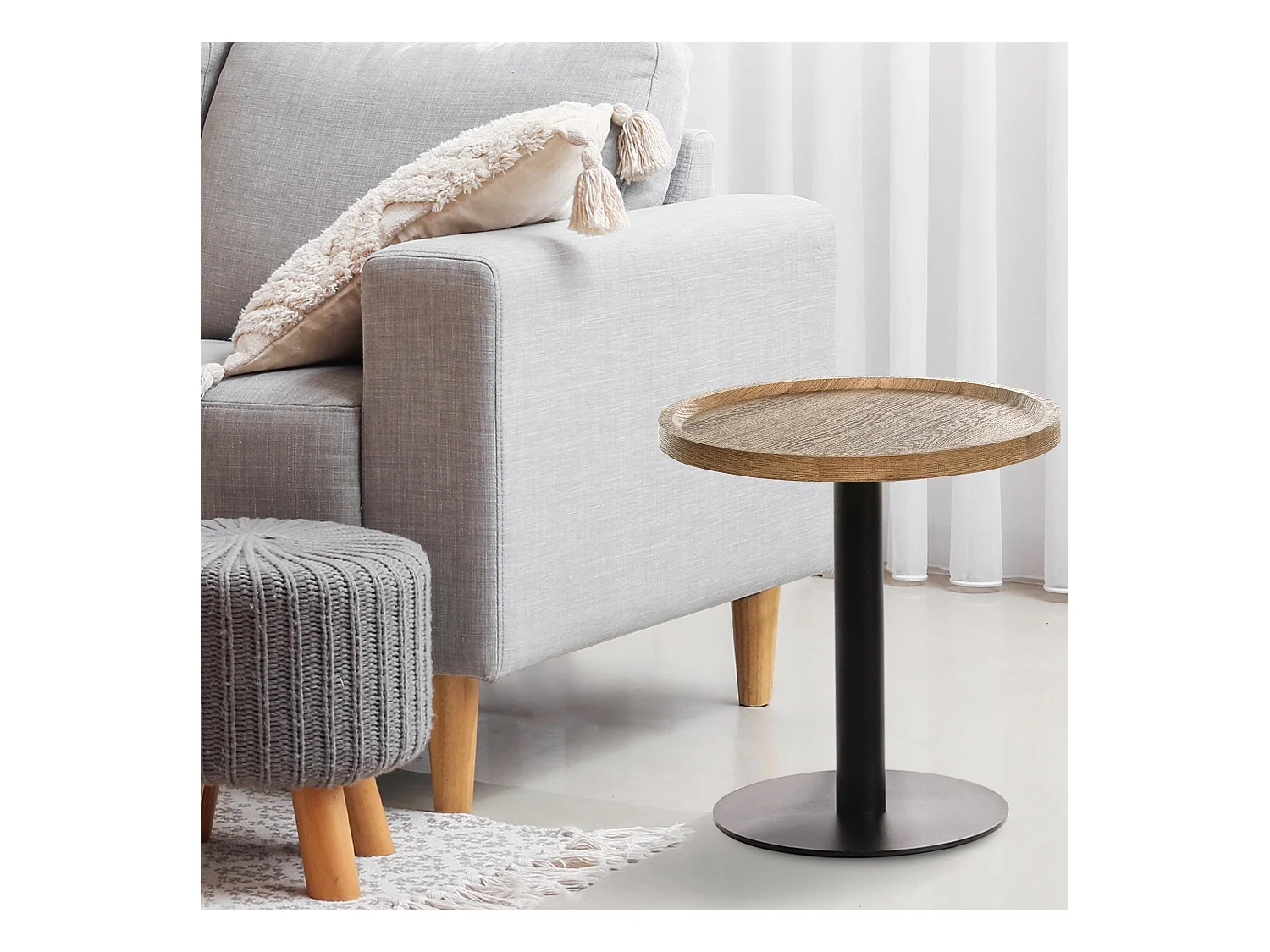 Table d'appoint - rond Ø 40 cm - Bois - Marron - Aspen