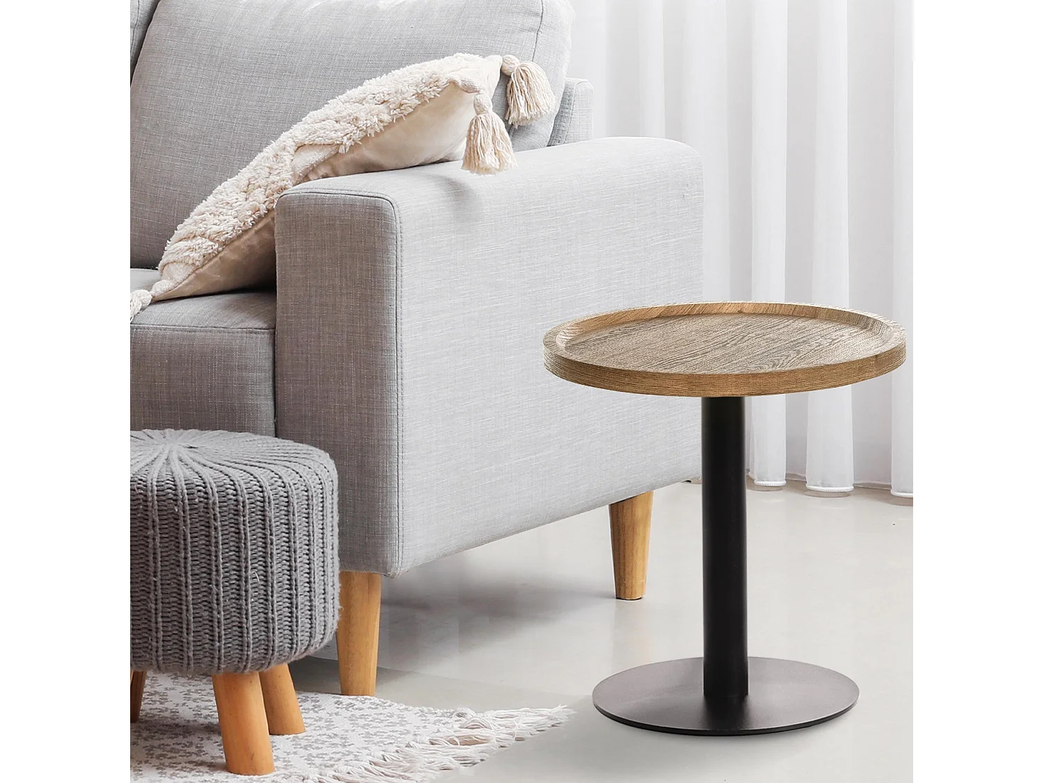 Table d'appoint - rond Ø 40 cm - Bois - Marron - Aspen