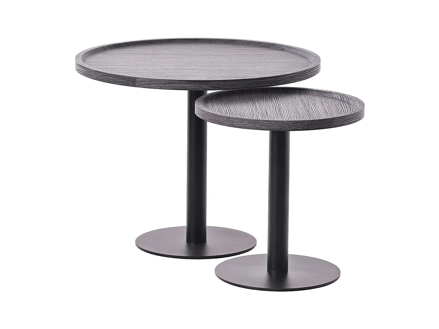 Lot de Kombi  Table d'appoint - rond Ø 40 cm - Bois - Gris - Aspen