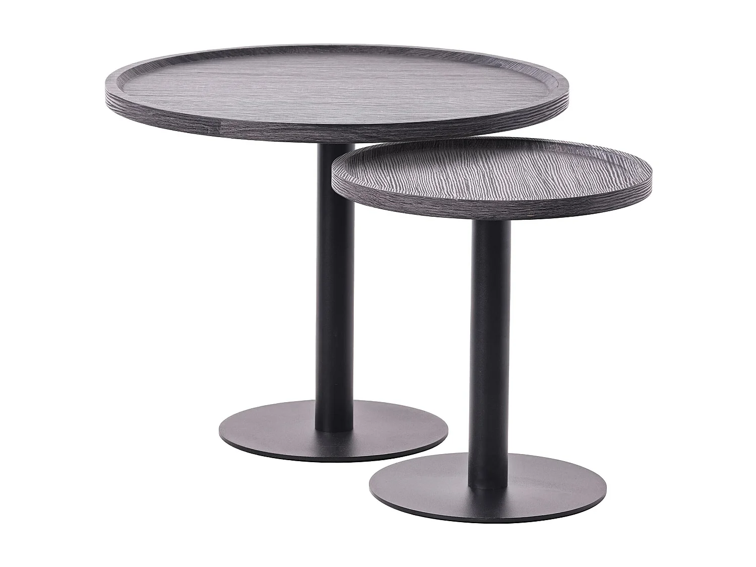 Lot de Kombi  Table d'appoint - rond Ø 40 cm - Bois - Gris - Aspen