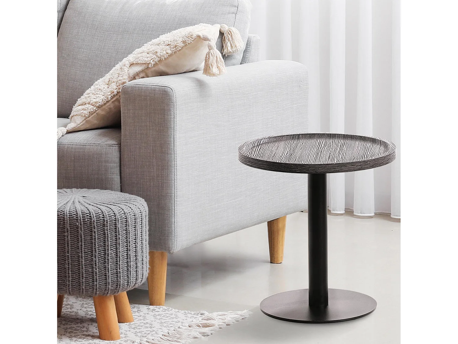 Table d'appoint - rond Ø 40 cm - Bois - Gris - Aspen