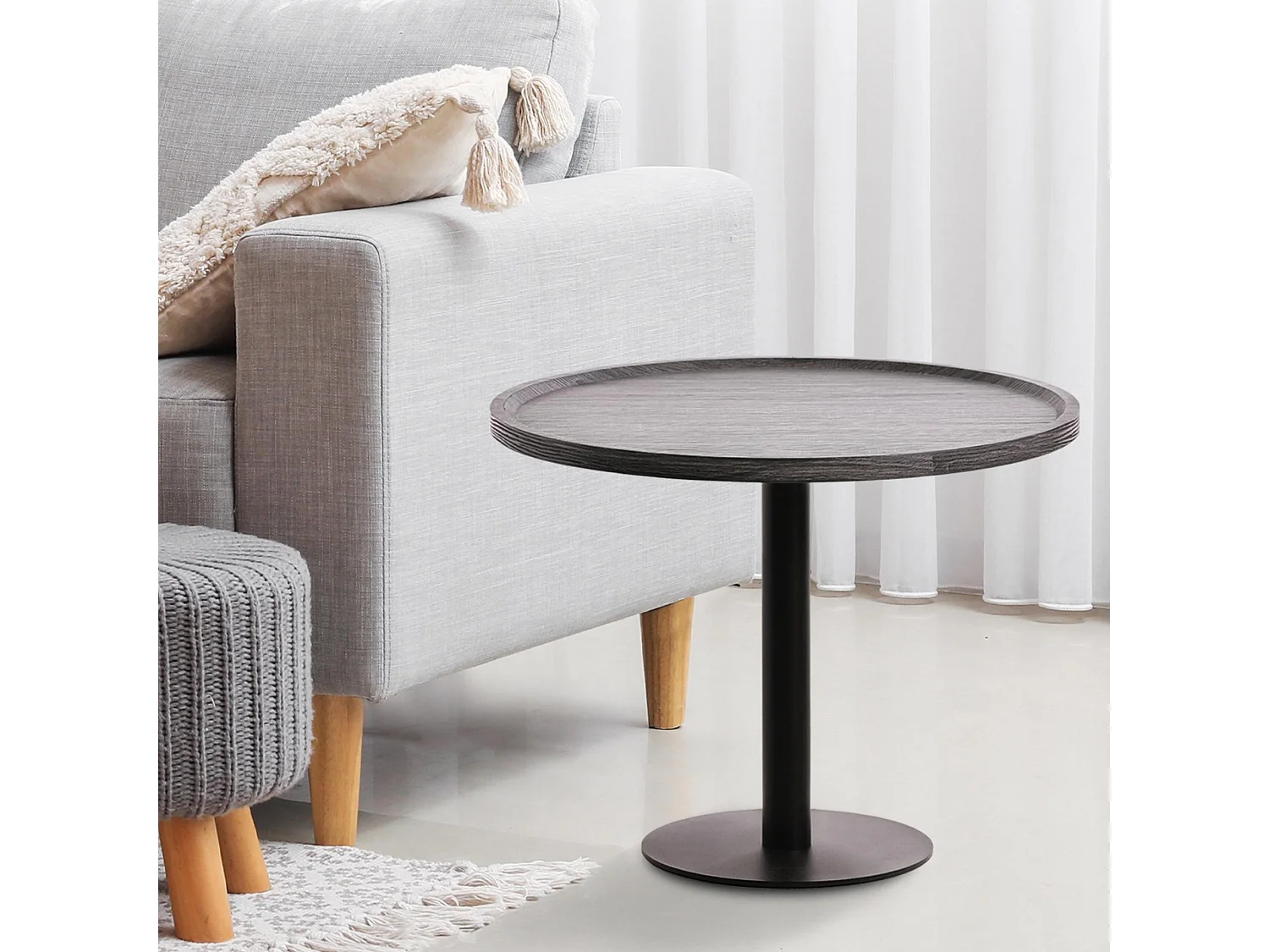 Table d'appoint - rond Ø 60 cm - Bois - Gris - Aspen