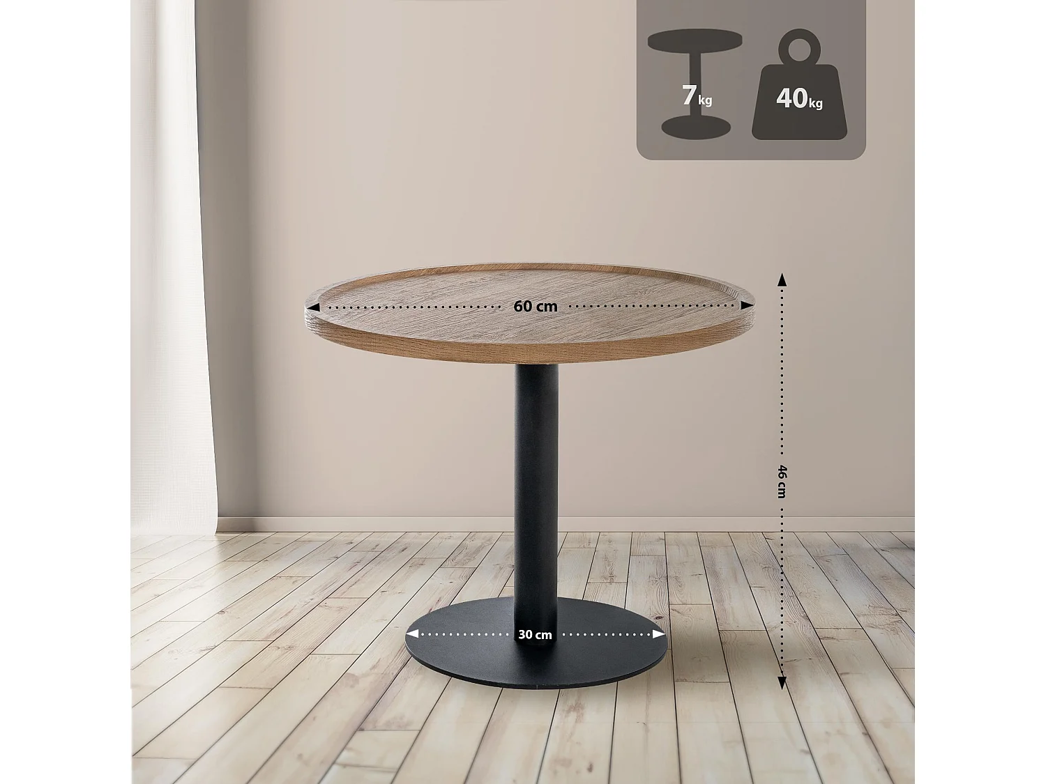 Table d'appoint - rond Ø 60 cm - Bois - Marron - Aspen