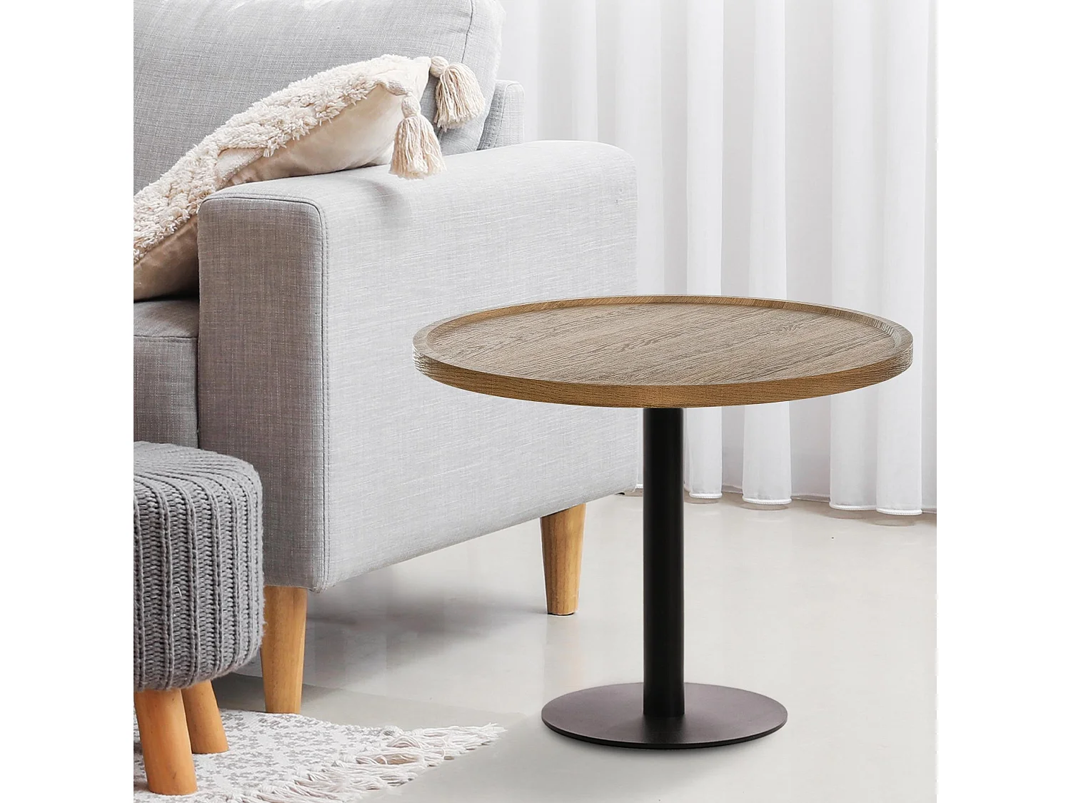 Table d'appoint - rond Ø 60 cm - Bois - Marron - Aspen