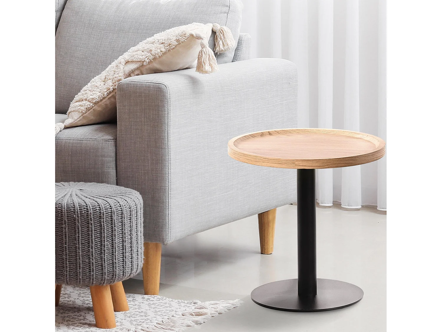 Table d'appoint - rond Ø 40 cm - Bois - Nature - Aspen