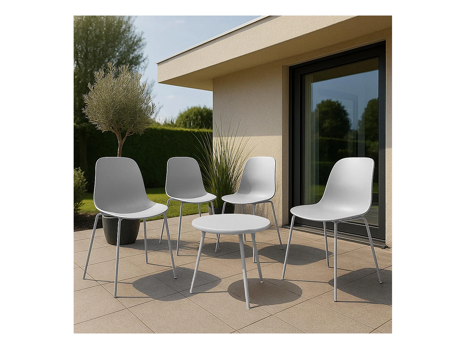 Ensemble de jardin - Table + 4 Chaises - Mindin