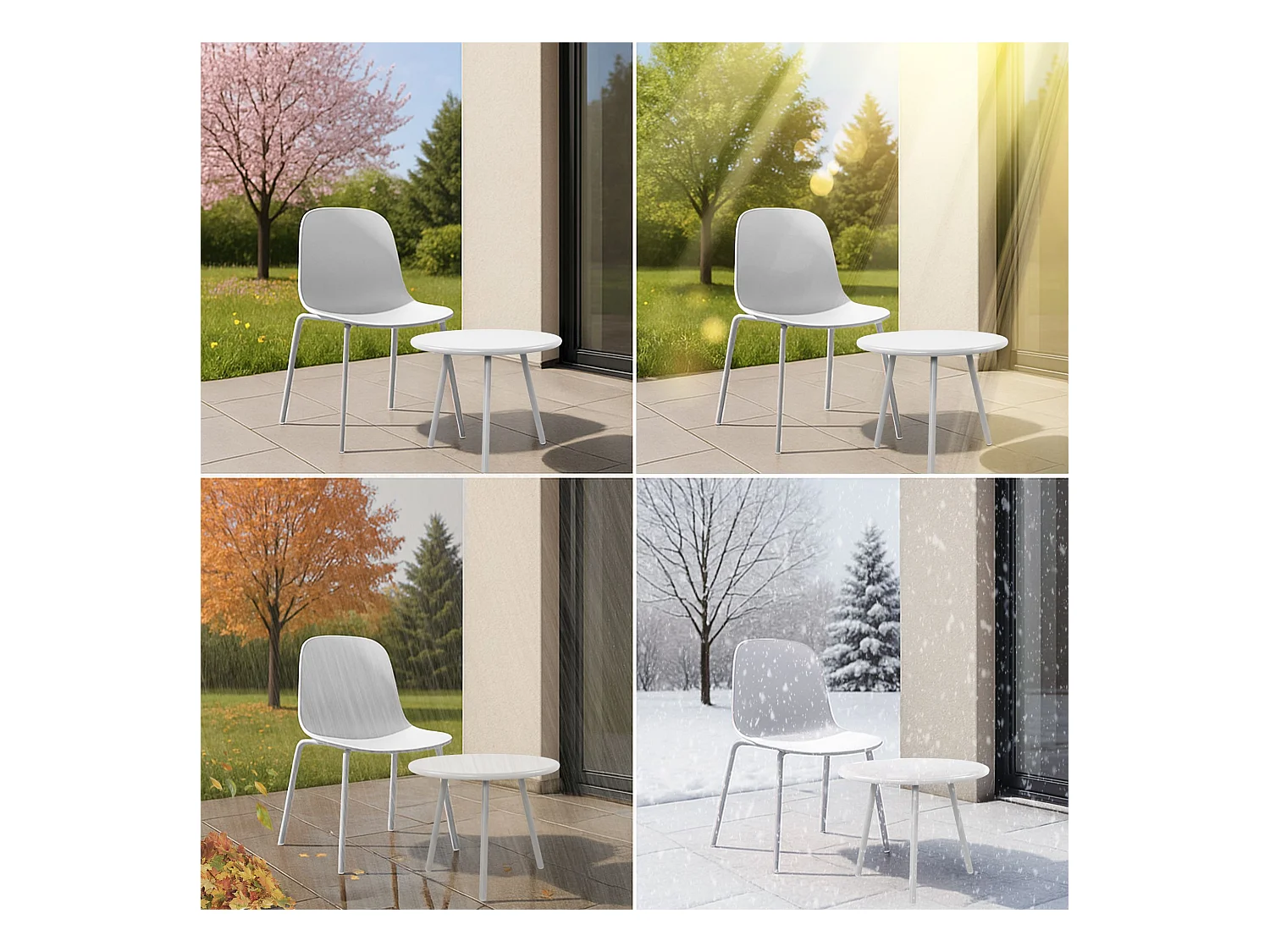 Ensemble de jardin - Table + 4 Chaises - Mindin