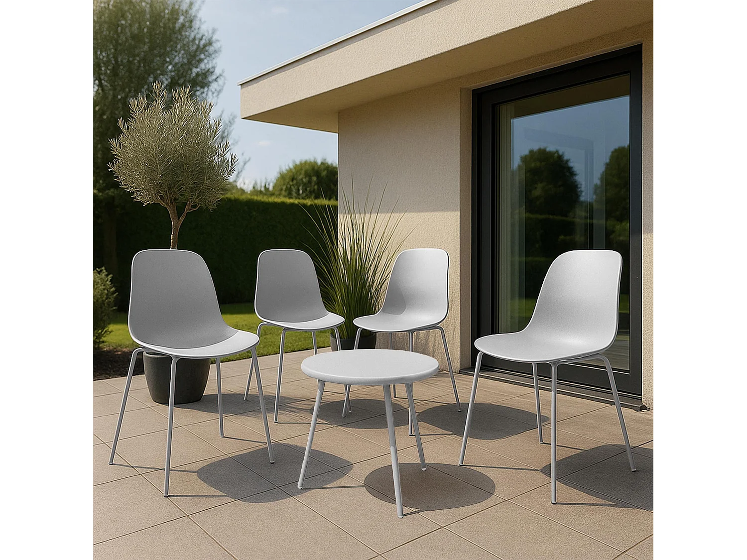 Ensemble de jardin - Table + 4 Chaises - Mindin