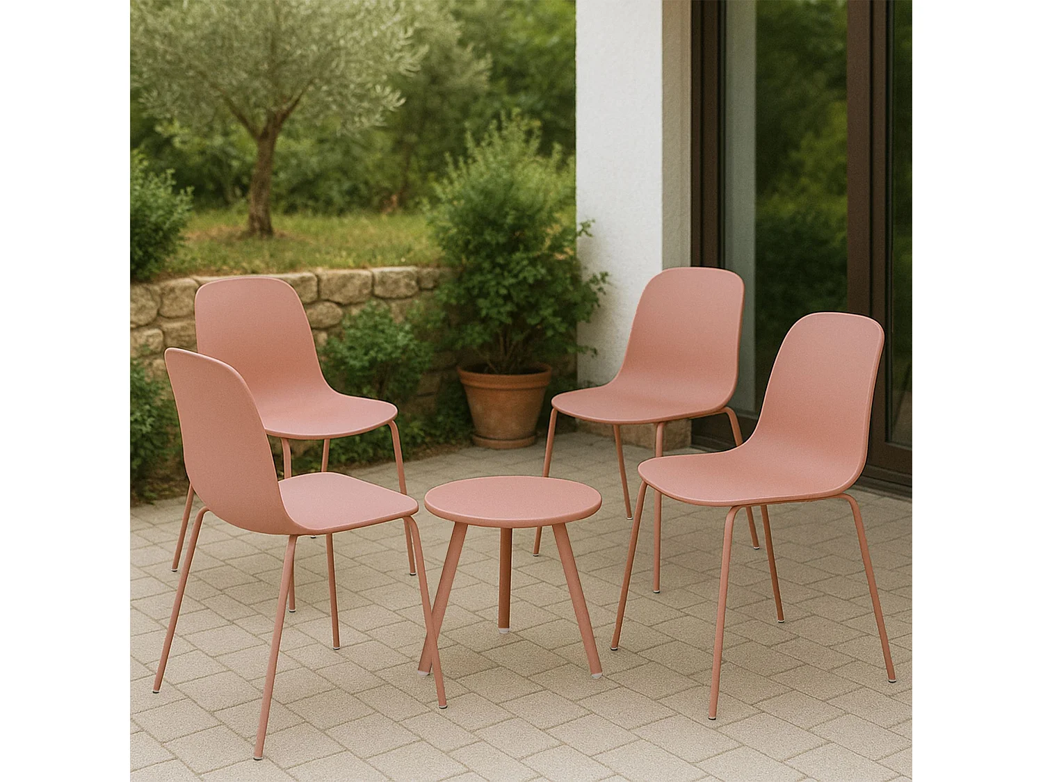 Ensemble de jardin - Table + 4 Chaises - Berdin