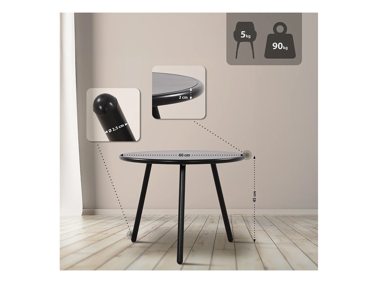 Ensemble de jardin - Table + 2 Chaises - Mindin