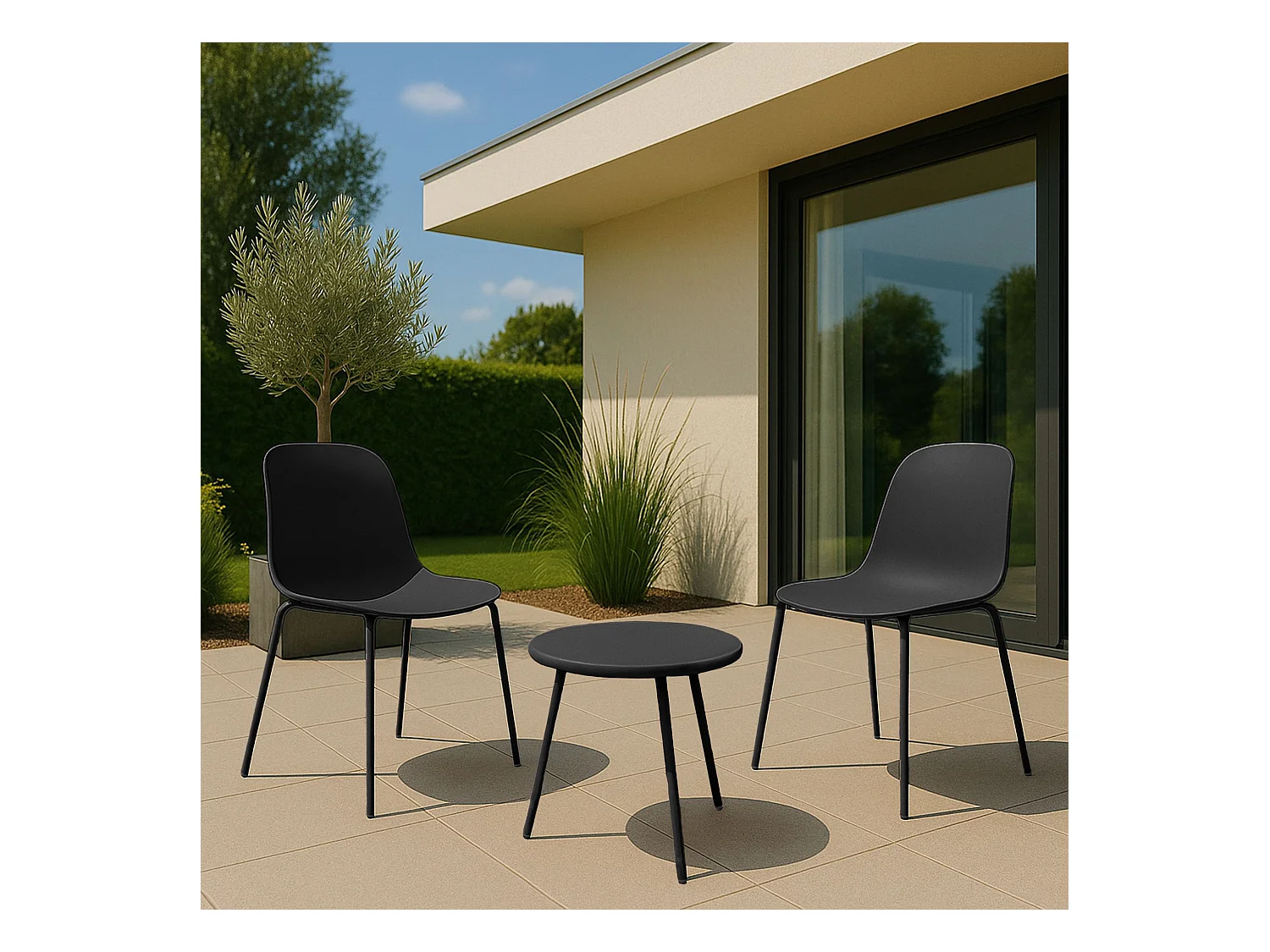 Ensemble de jardin - Table + 2 Chaises - Mindin
