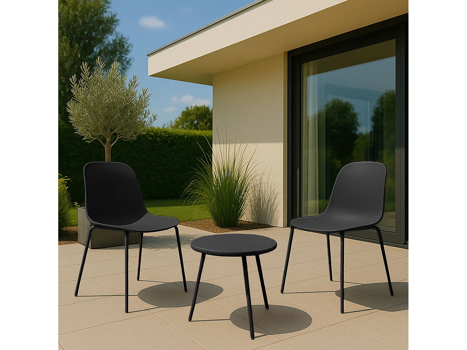 Ensemble de jardin - Table + 2 Chaises - Mindin