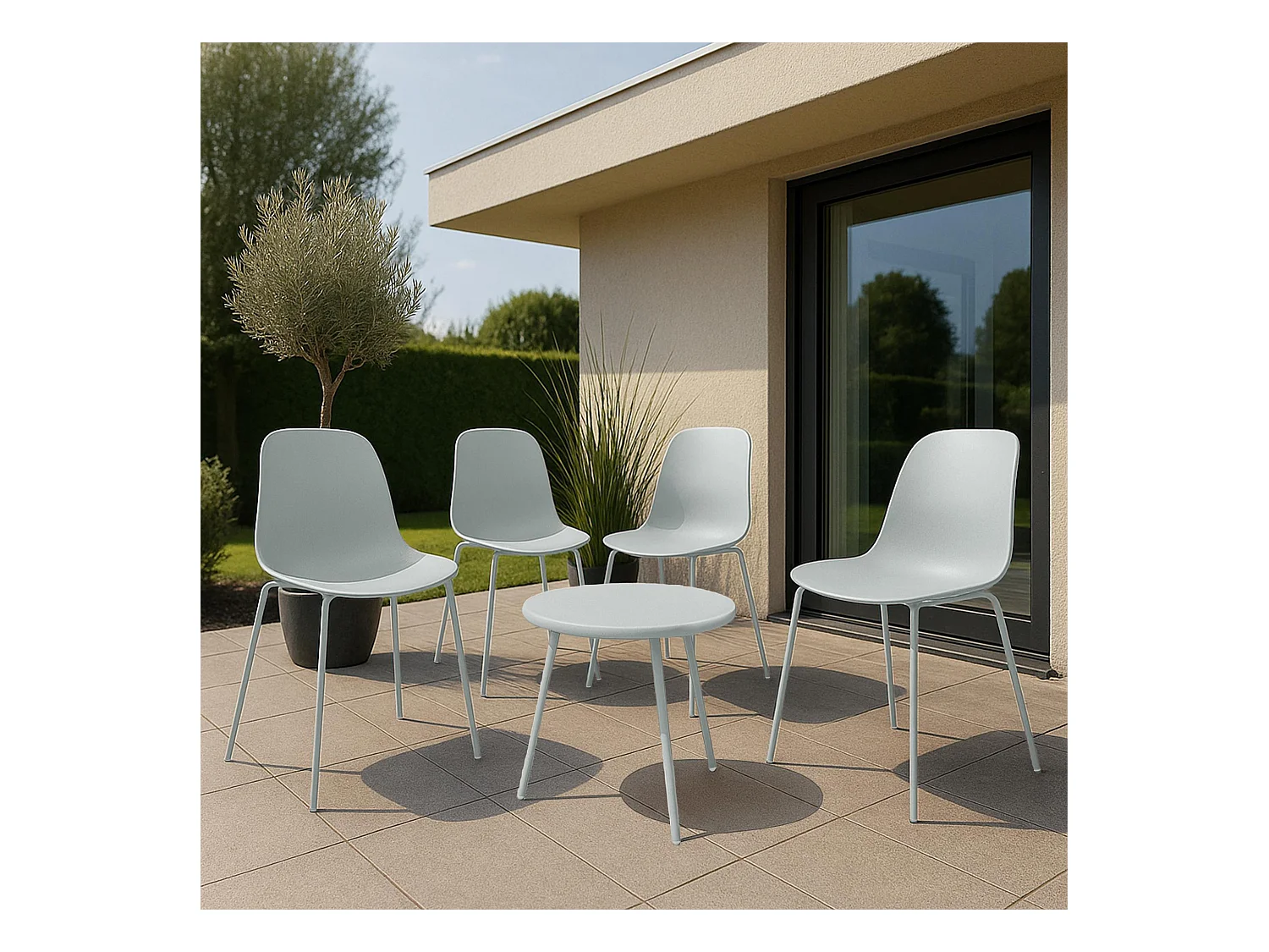 Ensemble de jardin - Table + 4 Chaises - Mindin