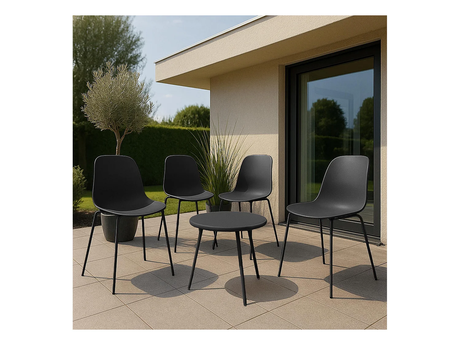 Ensemble de jardin - Table + 4 Chaises - Mindin