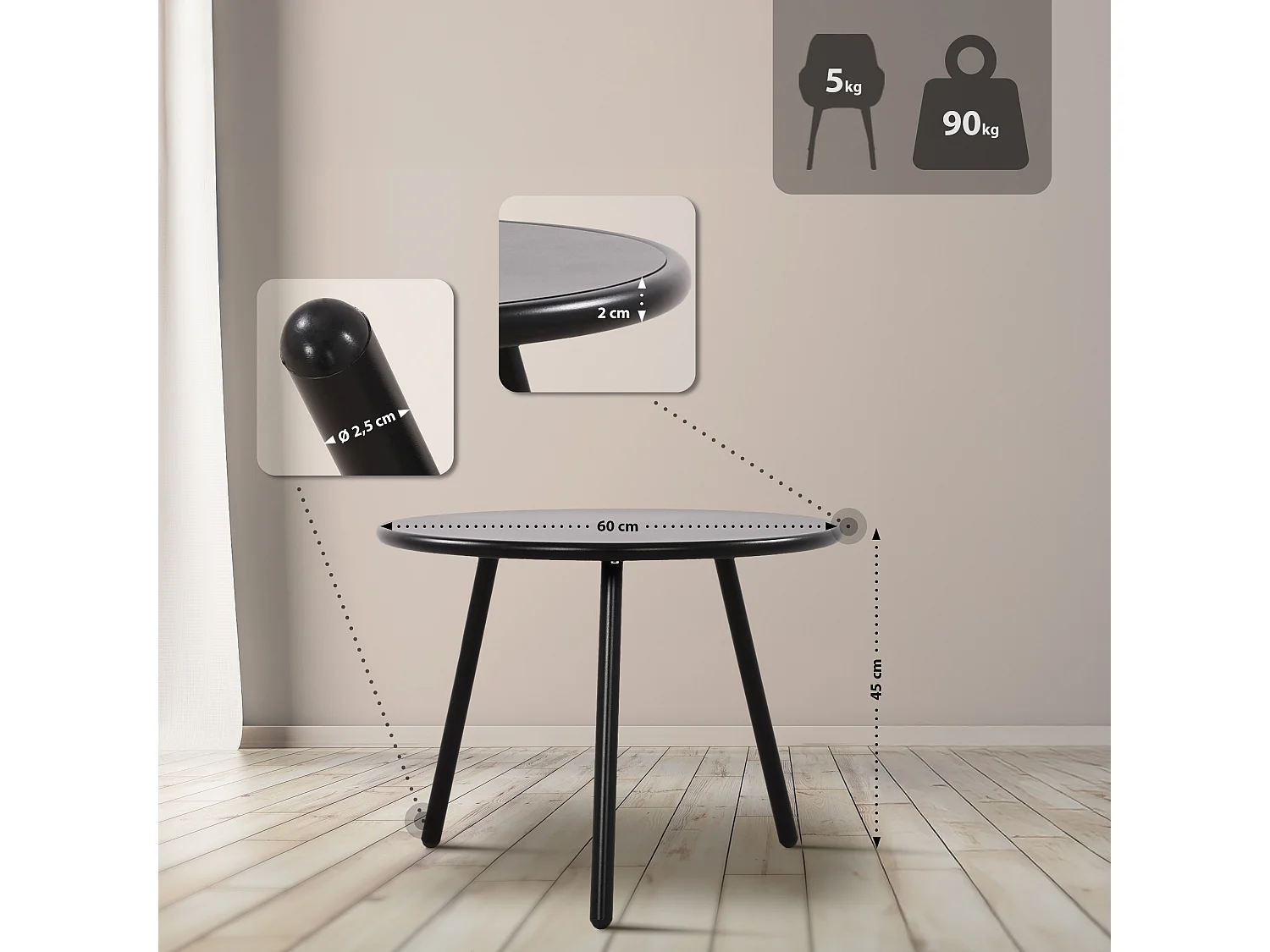 Ensemble de jardin - Table + 4 Chaises - Mindin