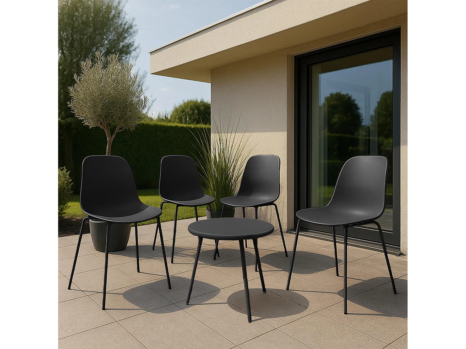 Ensemble de jardin - Table + 4 Chaises - Mindin