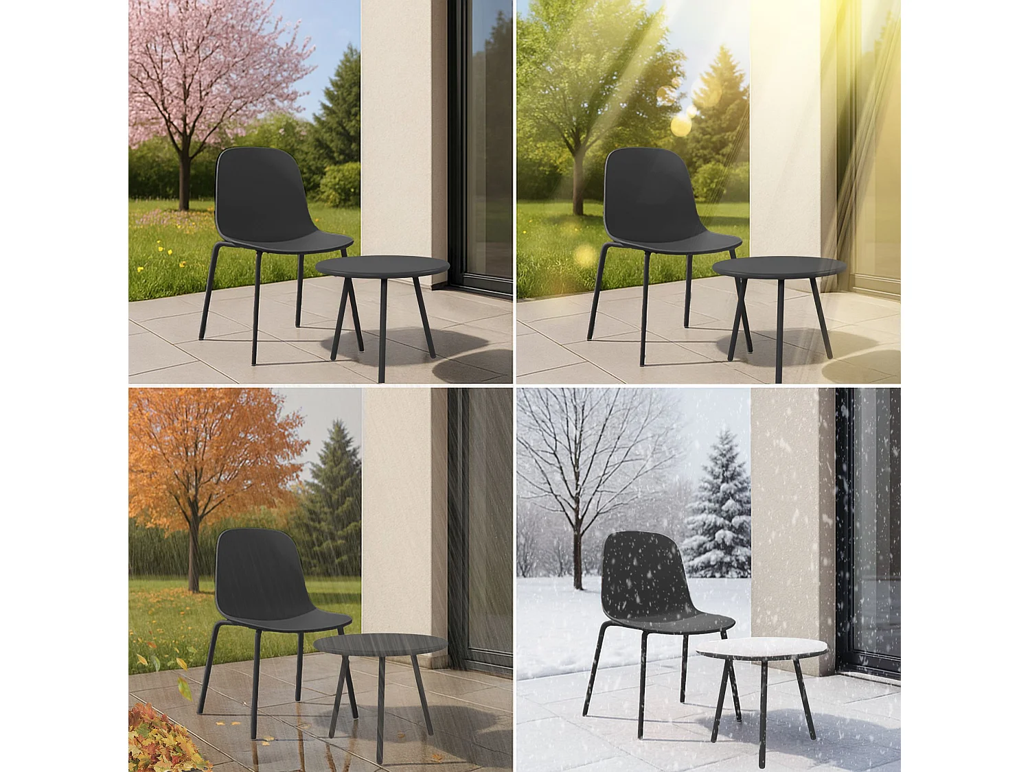 Ensemble de jardin - Table + 4 Chaises - Mindin
