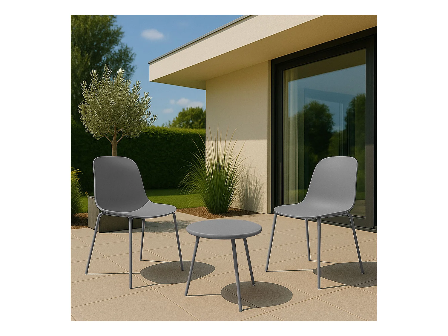 Ensemble de jardin - Table + 2 Chaises - Mindin