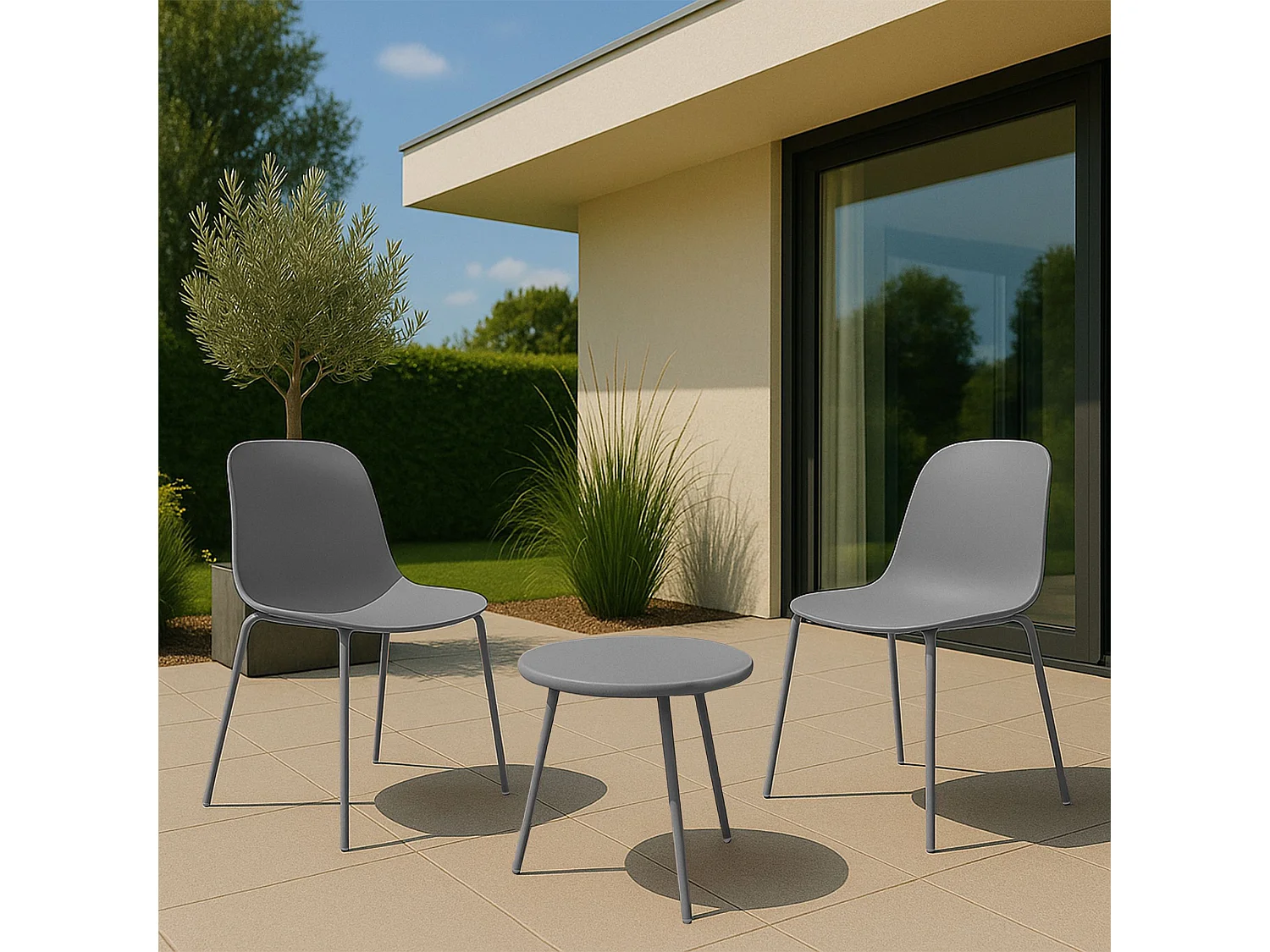 Ensemble de jardin - Table + 2 Chaises - Mindin