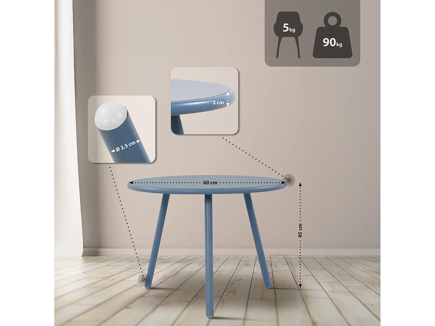 Ensemble de jardin - Table + 2 Chaises - Mindin