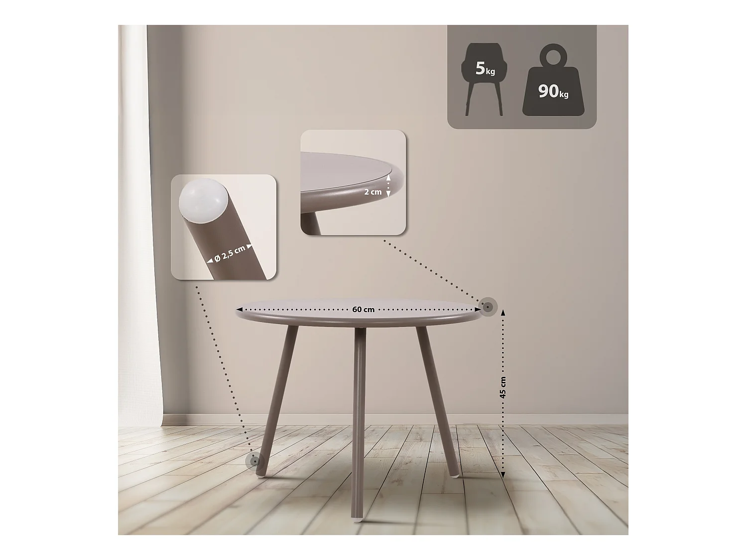 Ensemble de jardin - Table + 2 Chaises - Mindin