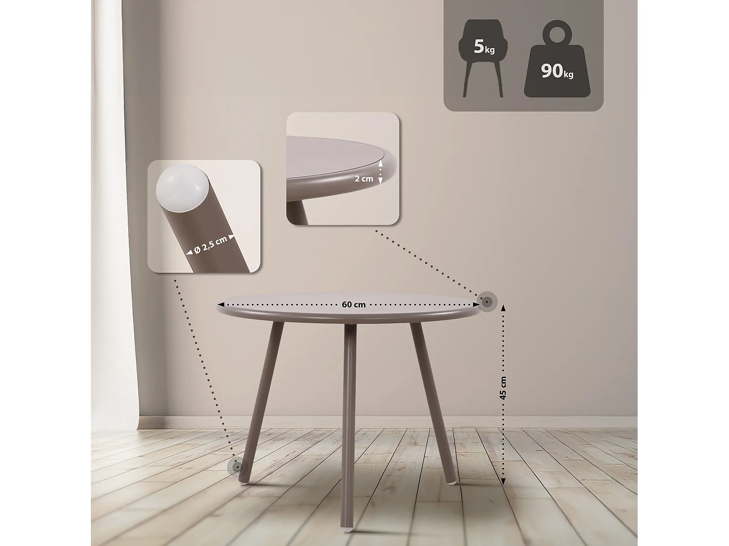 Ensemble de jardin - Table + 2 Chaises - Mindin