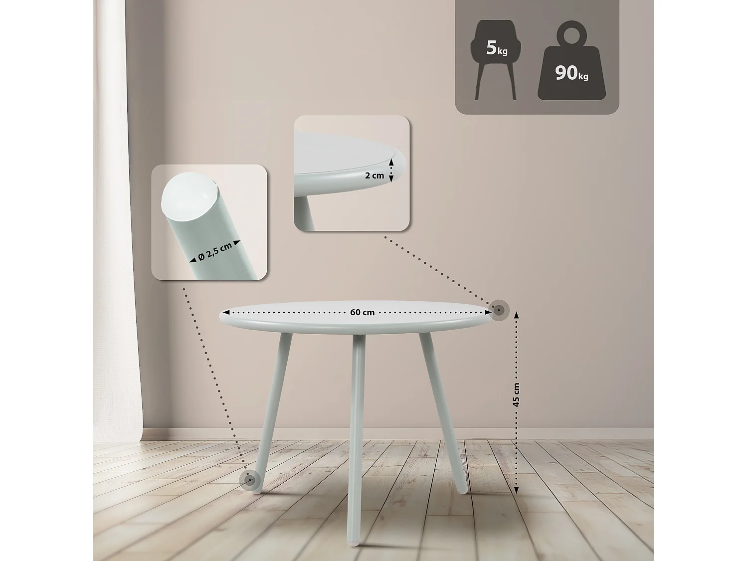 Ensemble de jardin - Table + 2 Chaises - Mindin