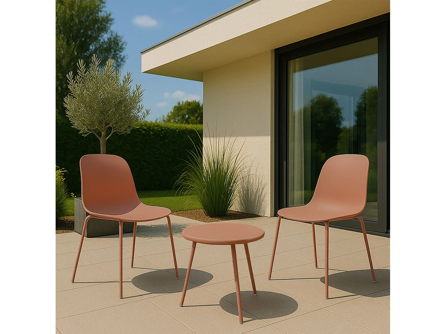 Ensemble de jardin - Table + 2 Chaises - Mindin