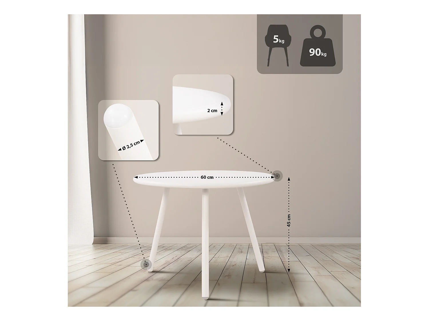 Ensemble de jardin - Table + 2 Chaises - Mindin