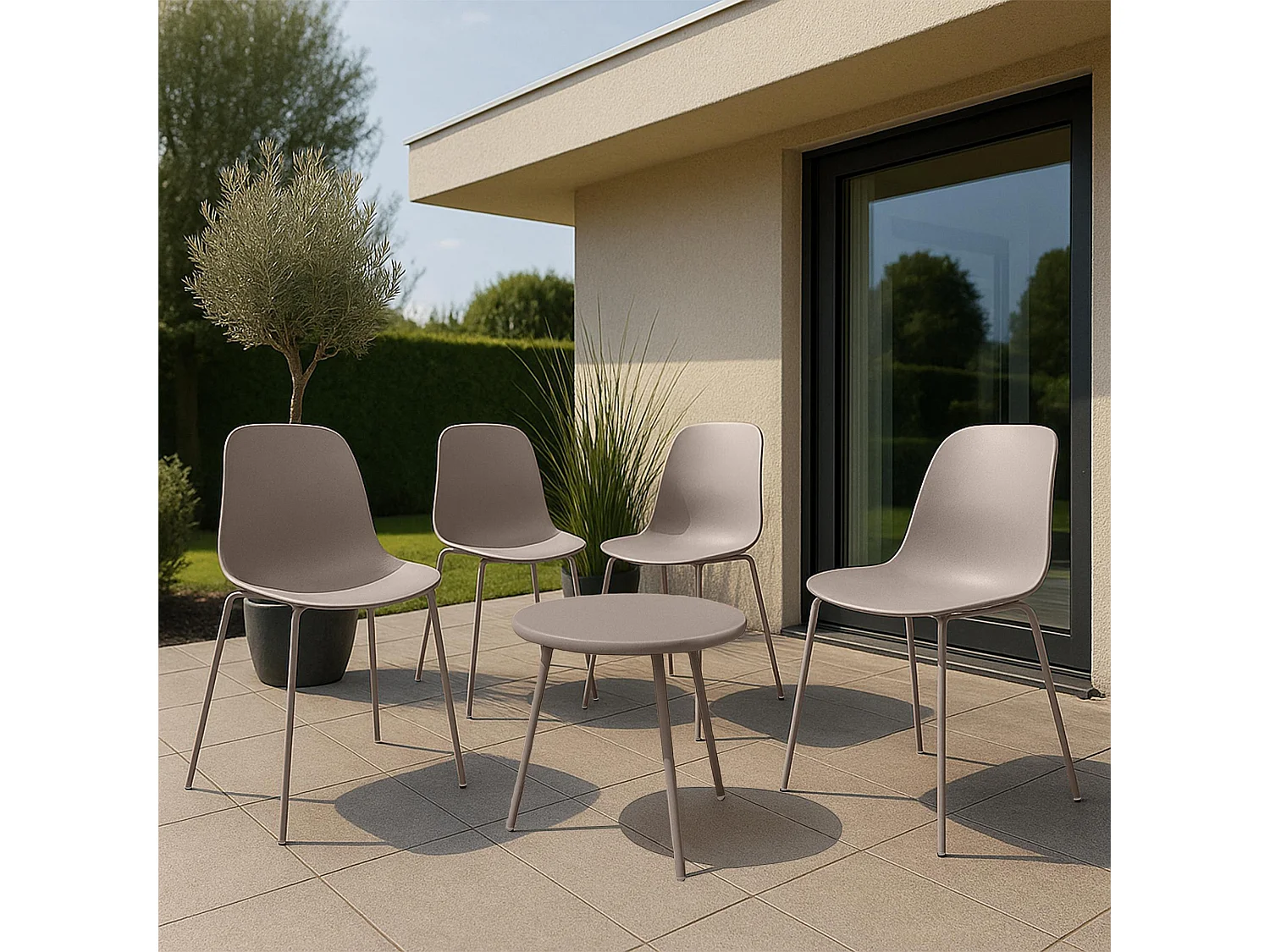Ensemble de jardin - Table + 4 Chaises - Mindin