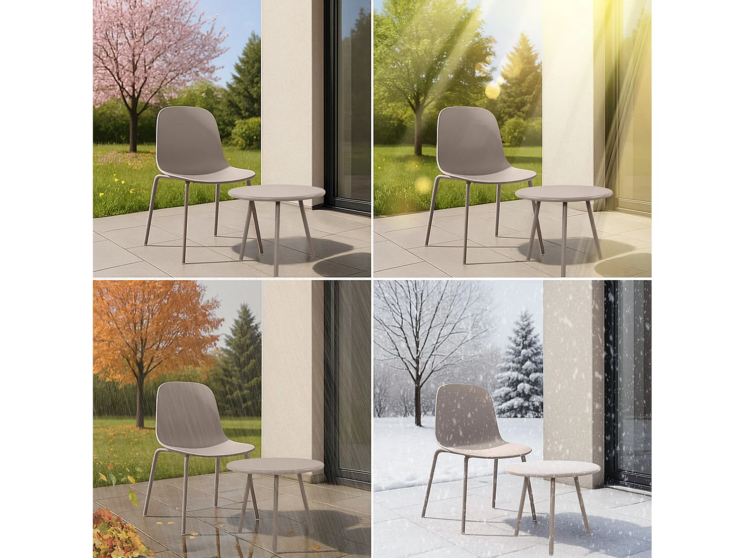 Ensemble de jardin - Table + 4 Chaises - Mindin