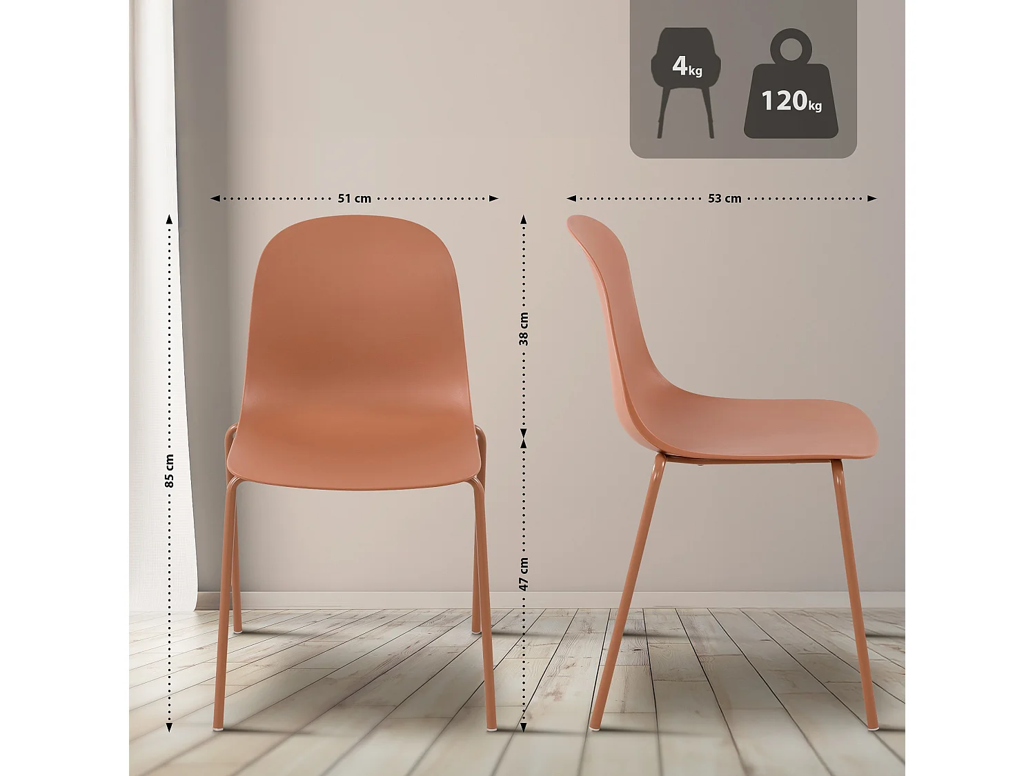 Ensemble de jardin - Table + 4 Chaises - Mindin