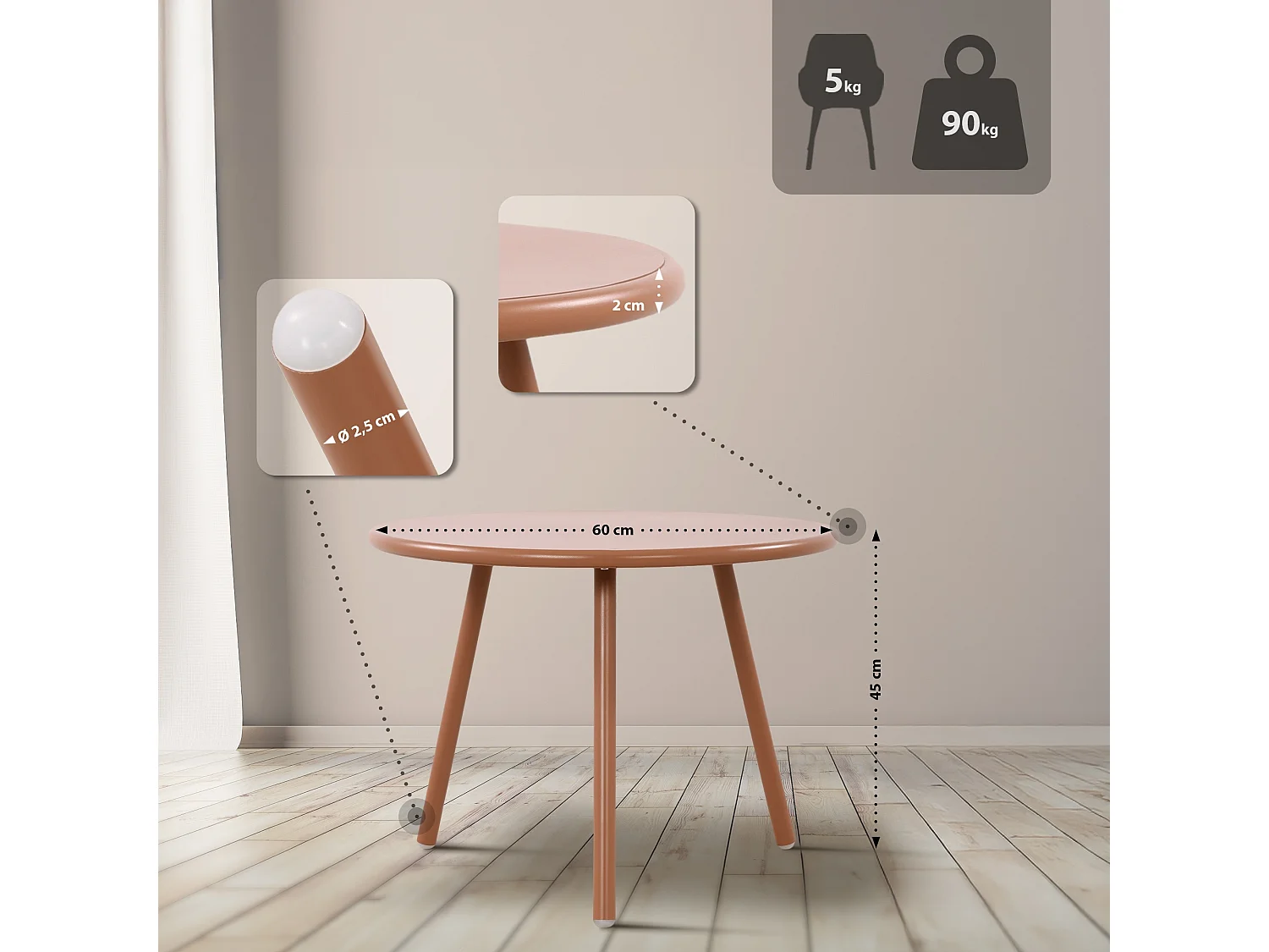 Ensemble de jardin - Table + 4 Chaises - Mindin