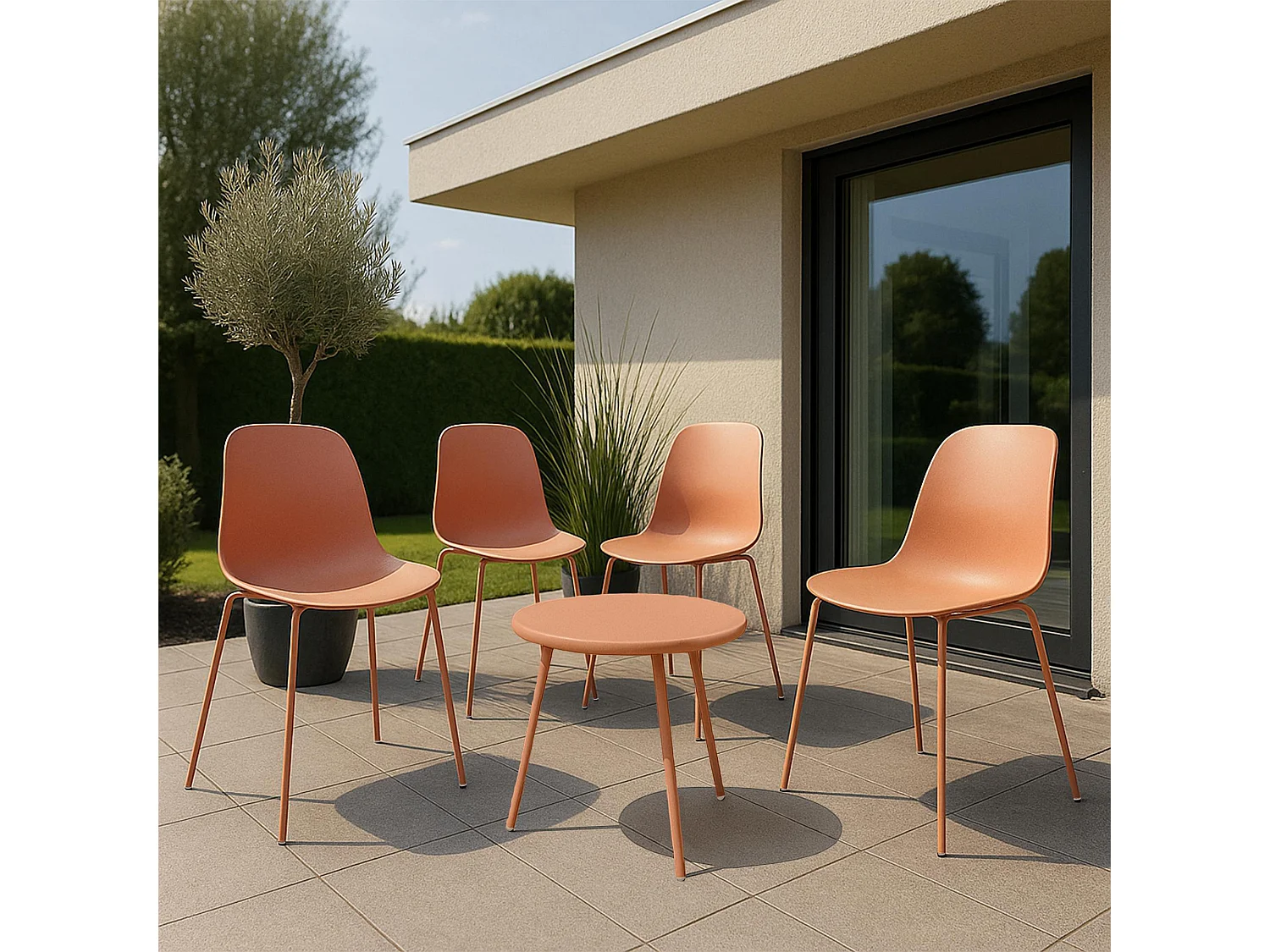 Ensemble de jardin - Table + 4 Chaises - Mindin