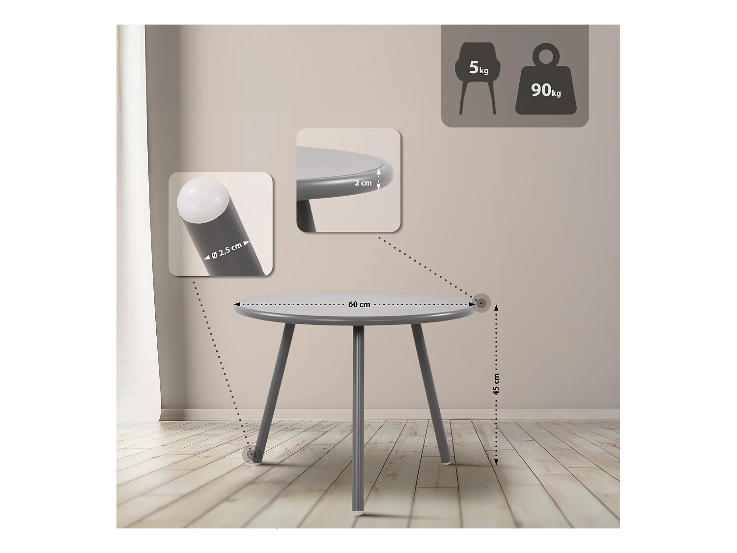 Ensemble de jardin - Table + 4 Chaises - Mindin