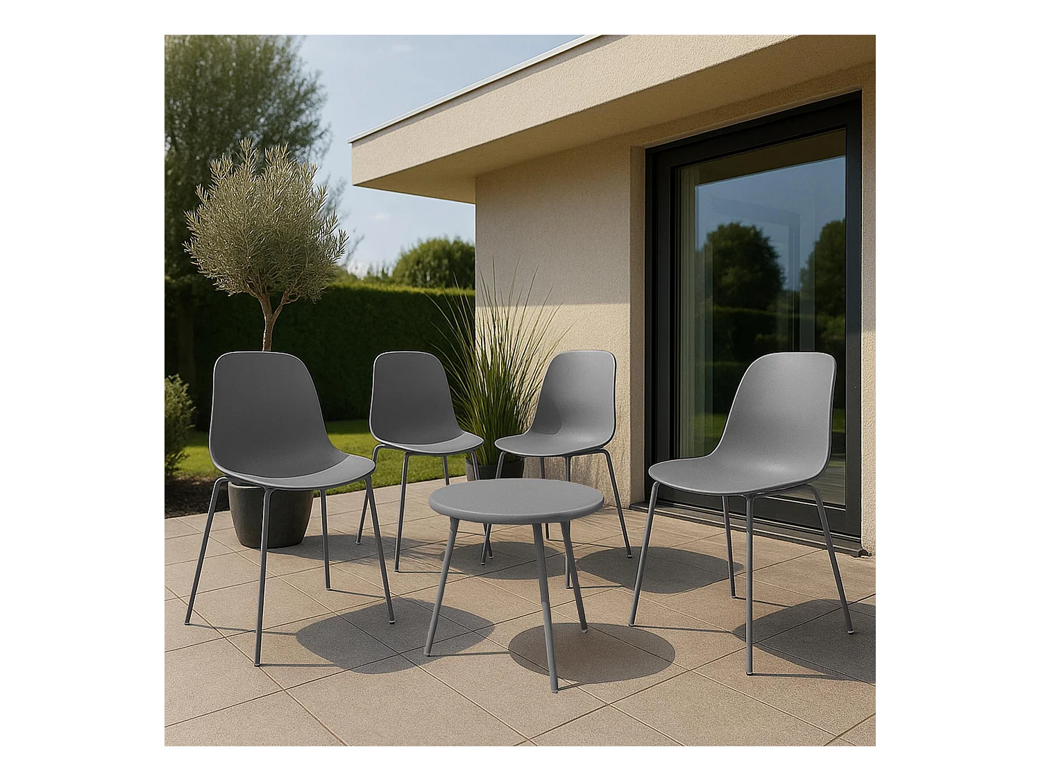 Ensemble de jardin - Table + 4 Chaises - Mindin