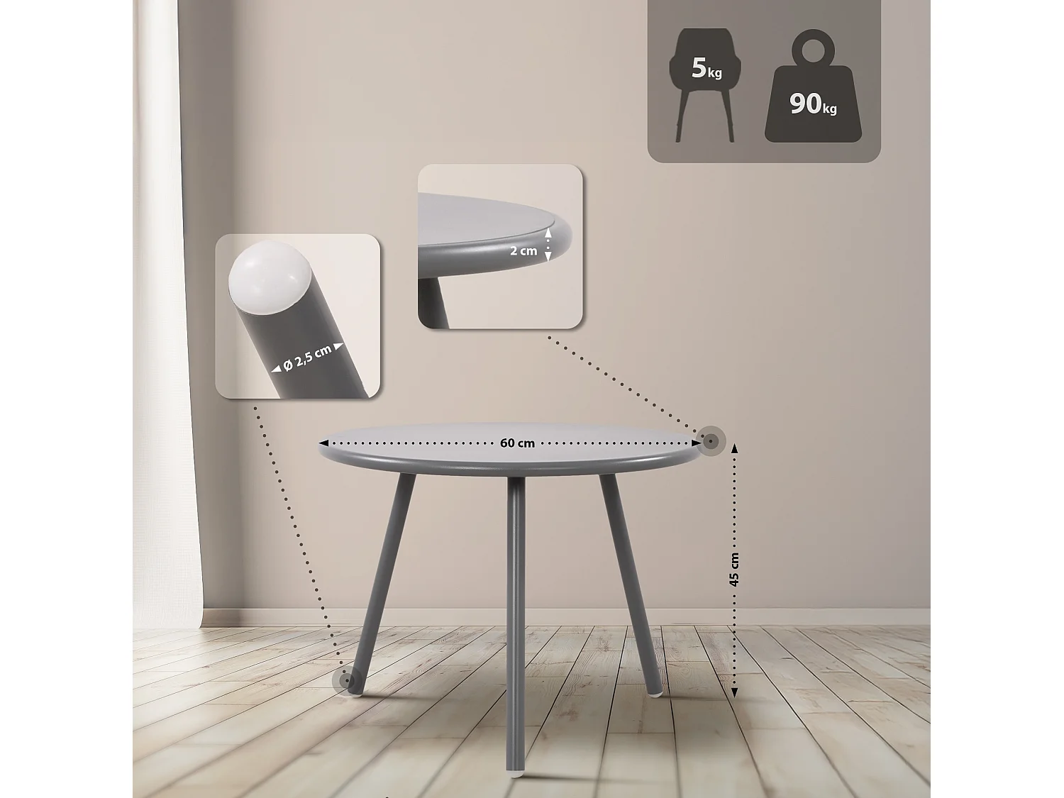 Ensemble de jardin - Table + 4 Chaises - Mindin