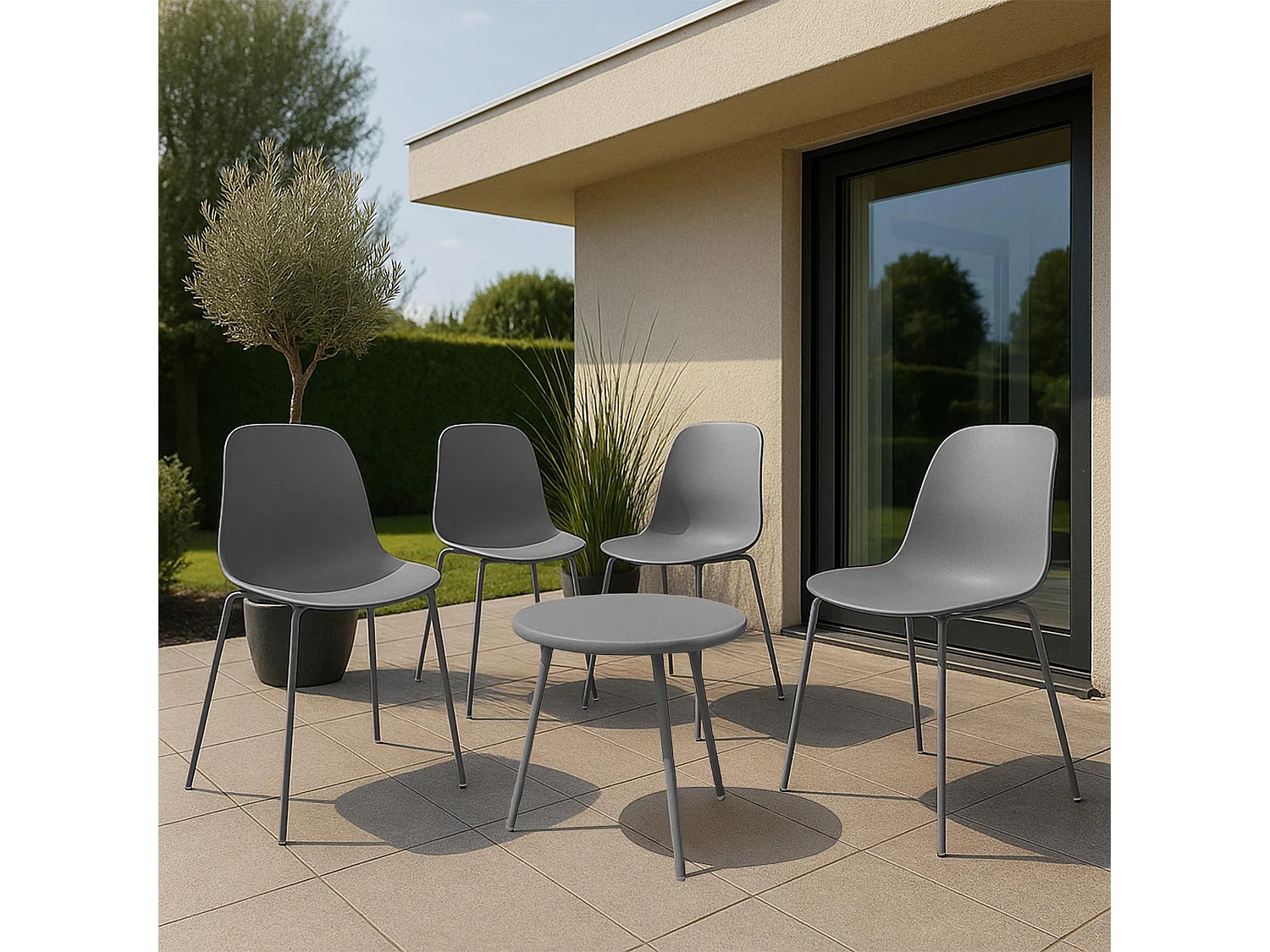 Ensemble de jardin - Table + 4 Chaises - Mindin