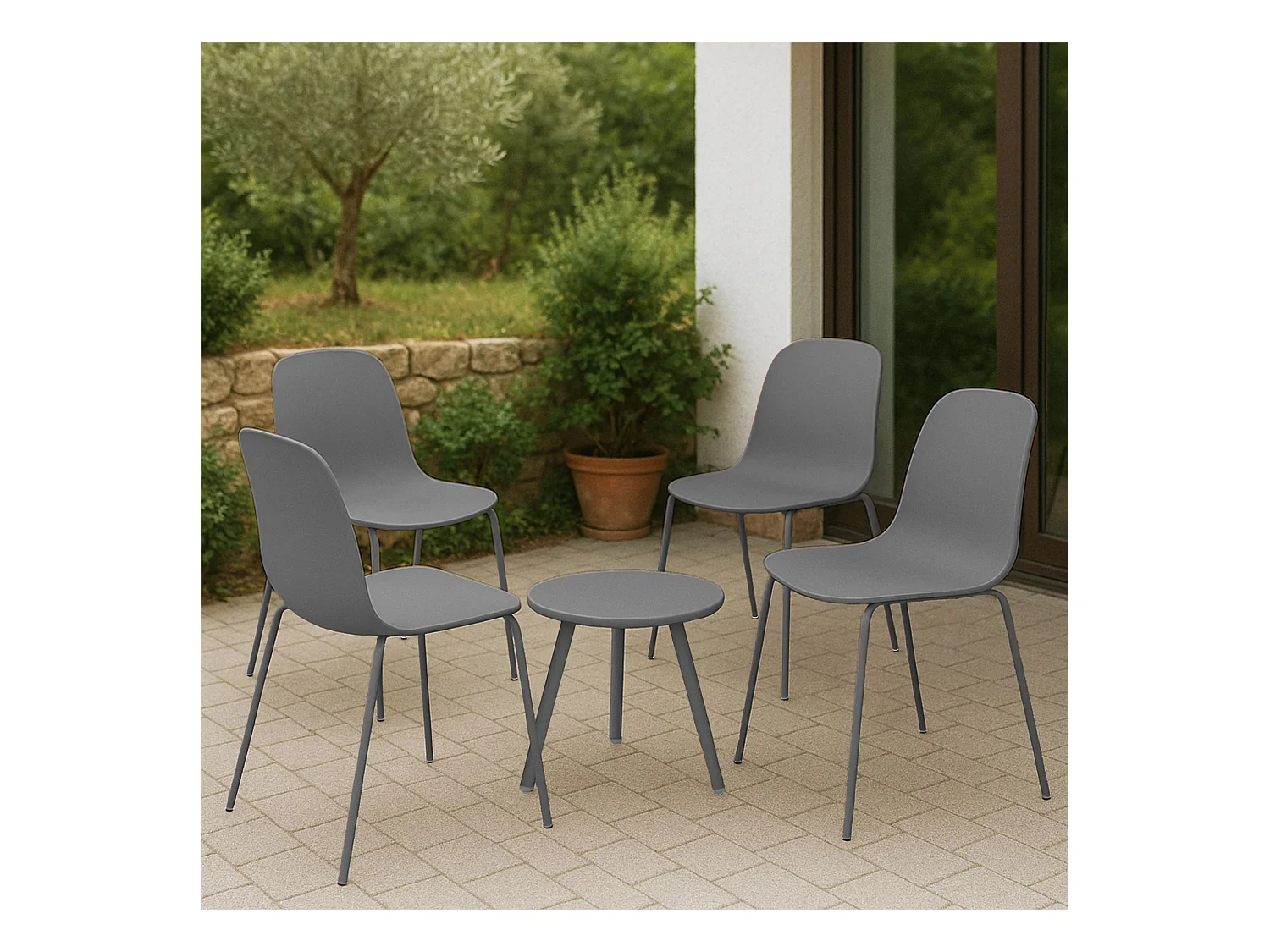 Ensemble de jardin - Table + 4 Chaises - Berdin
