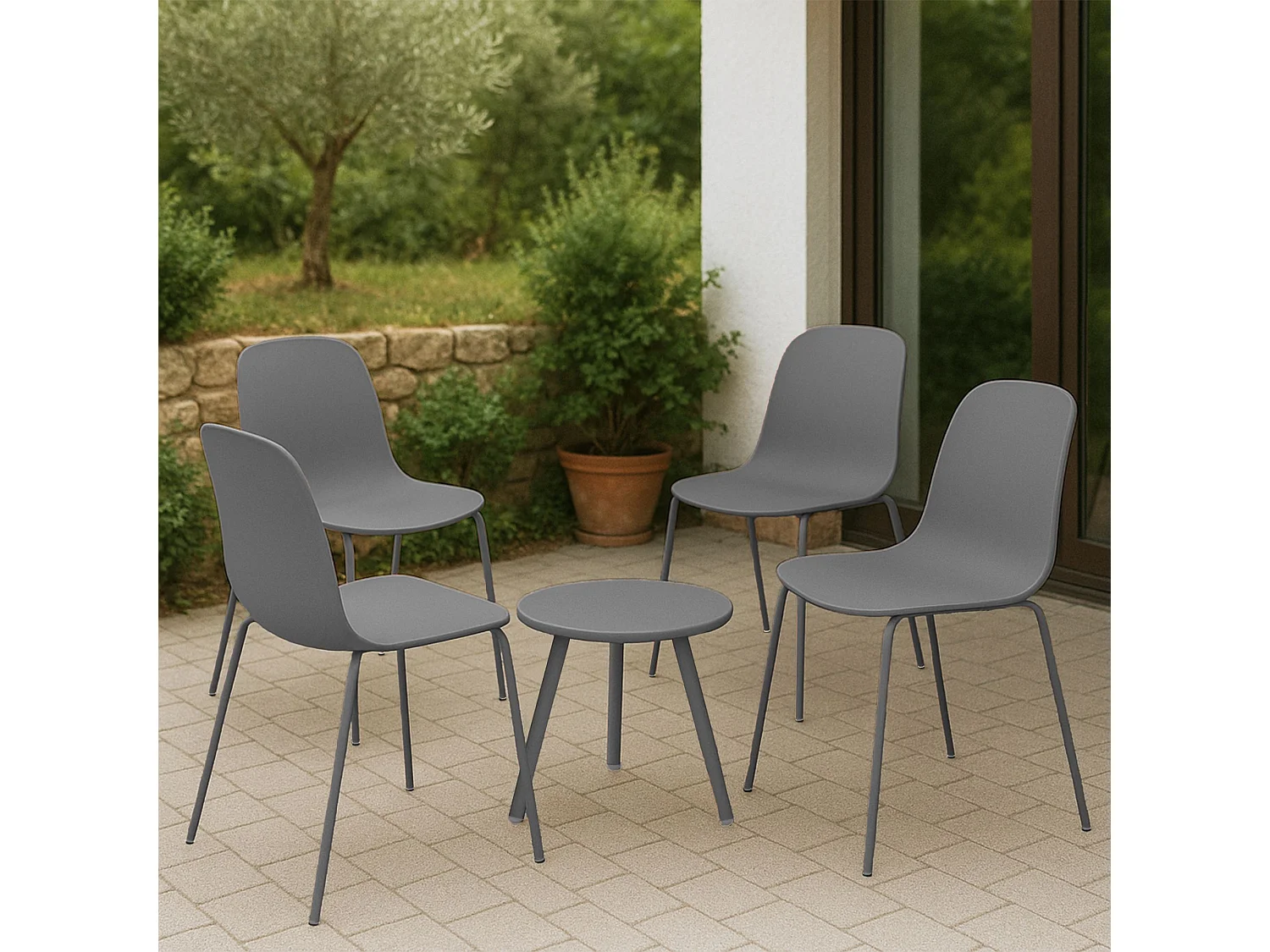 Ensemble de jardin - Table + 4 Chaises - Berdin