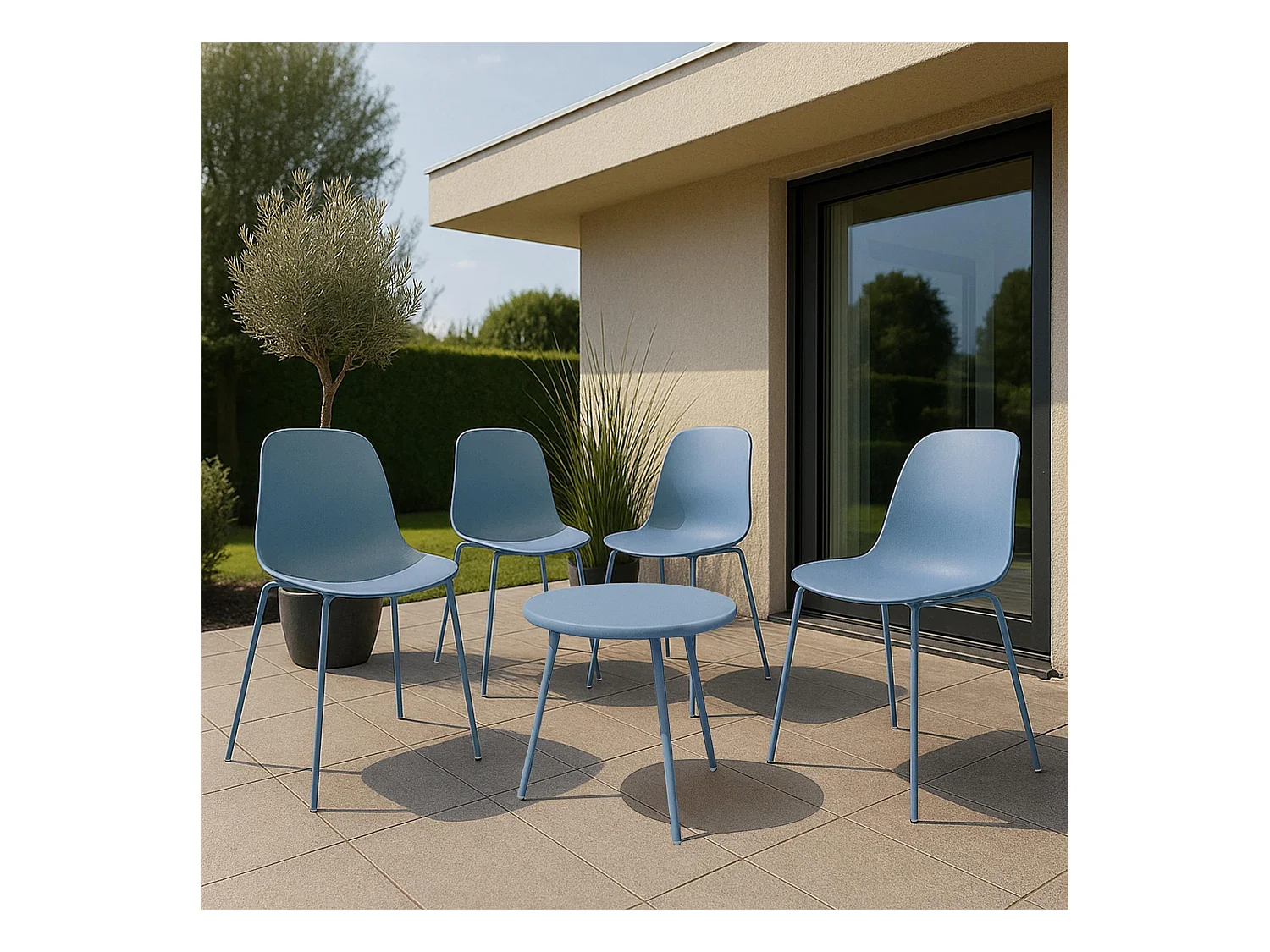 Ensemble de jardin - Table + 4 Chaises - Mindin