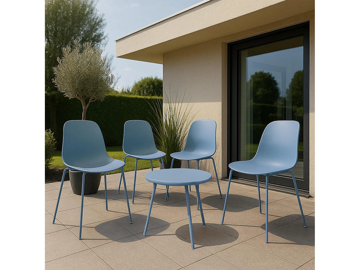 Ensemble de jardin - Table + 4 Chaises - Mindin