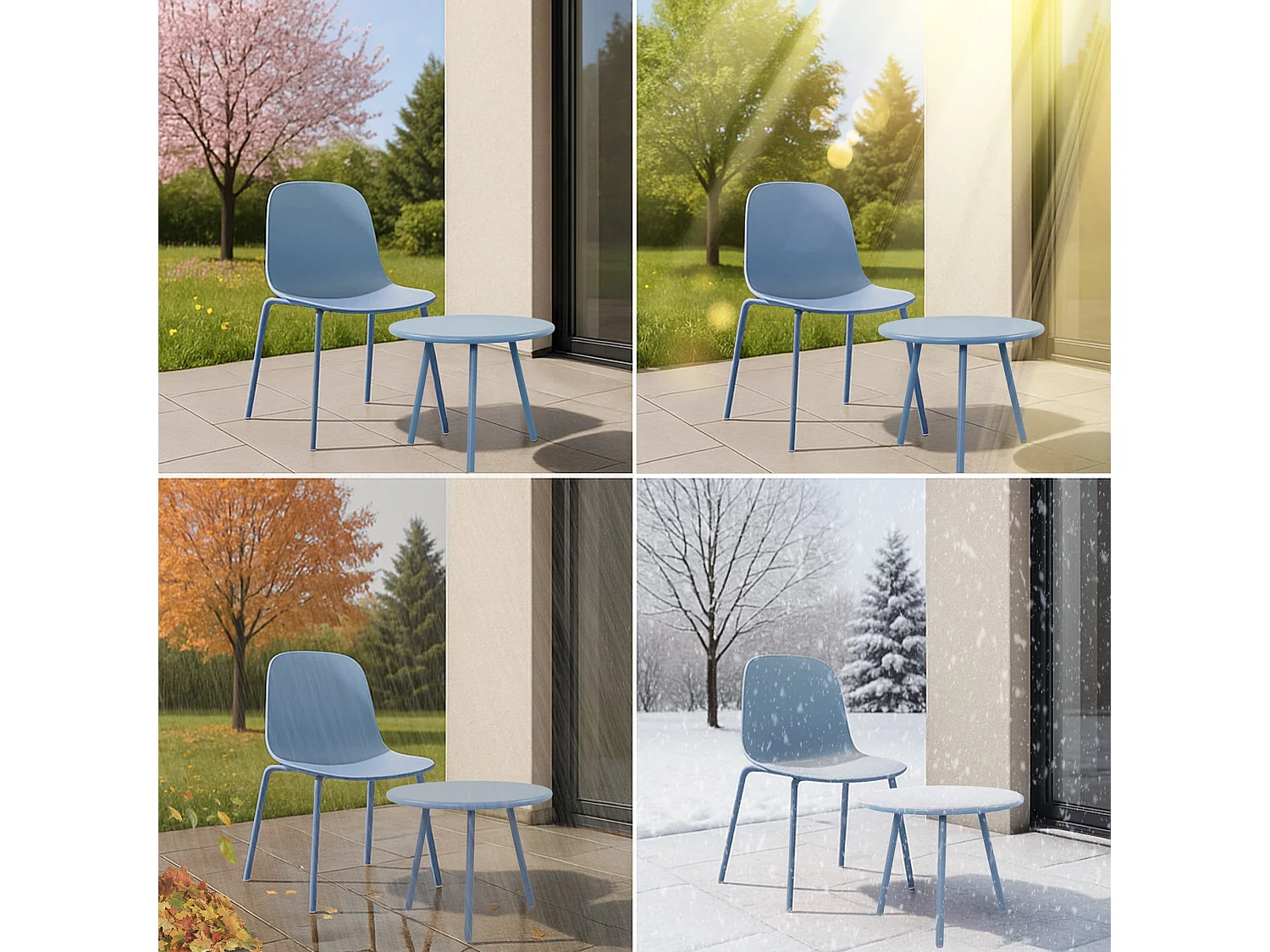 Ensemble de jardin - Table + 4 Chaises - Mindin