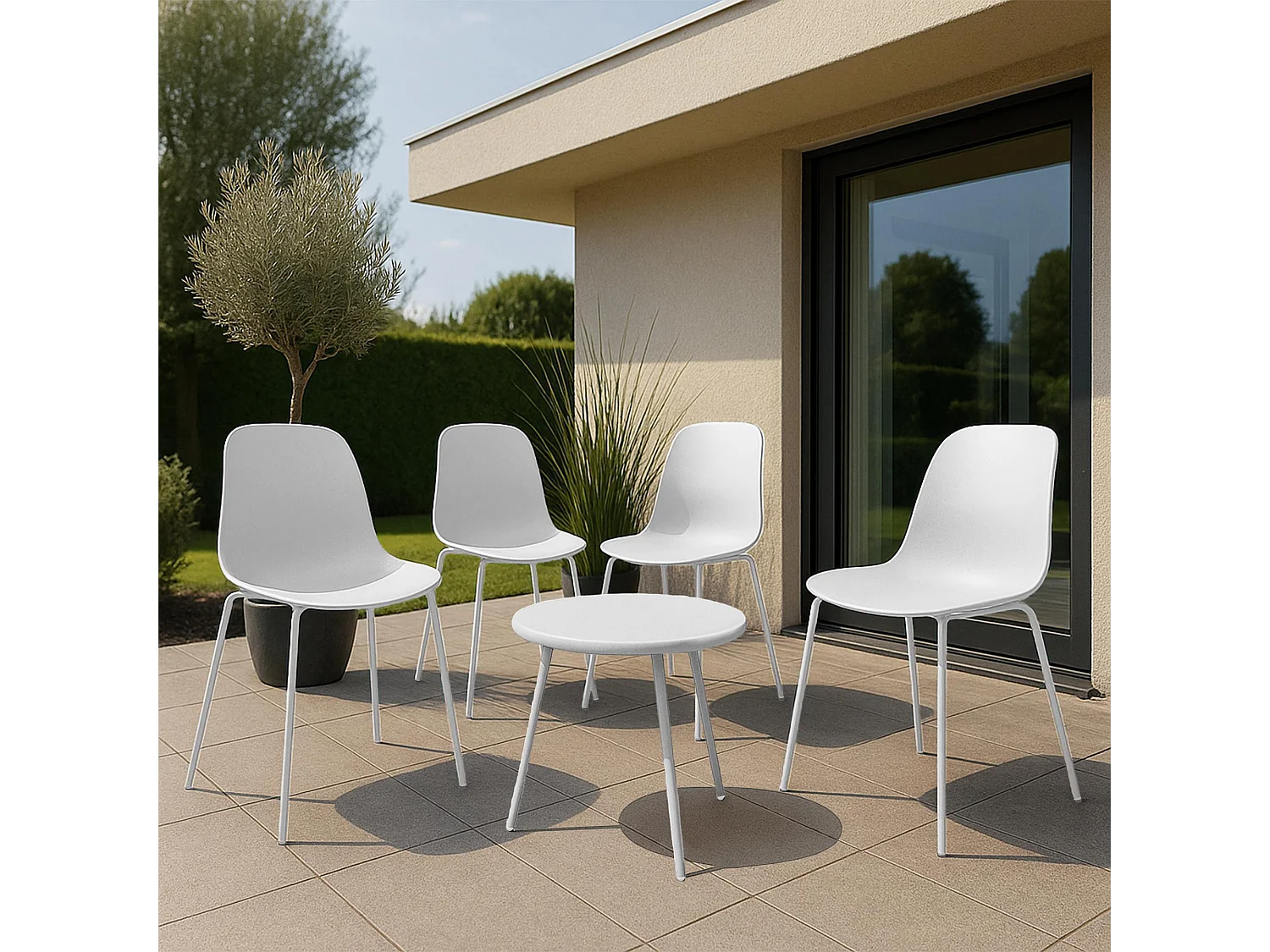 Ensemble de jardin - Table + 4 Chaises - Mindin