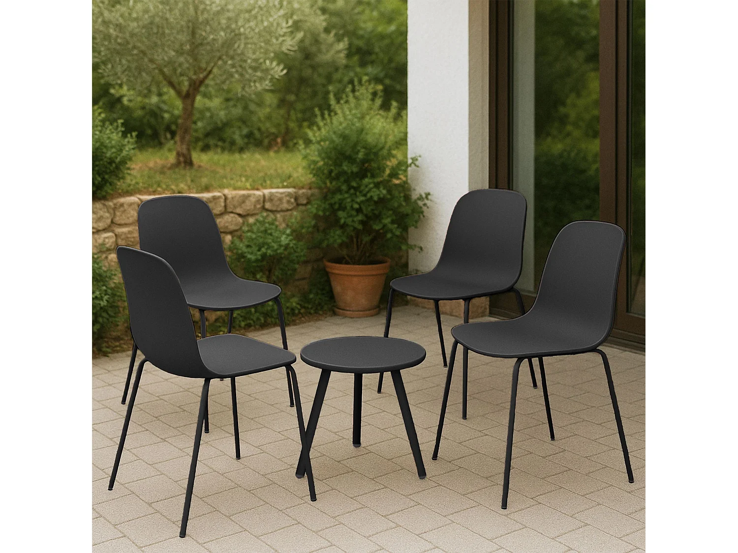 Ensemble de jardin - Table + 4 Chaises - Berdin