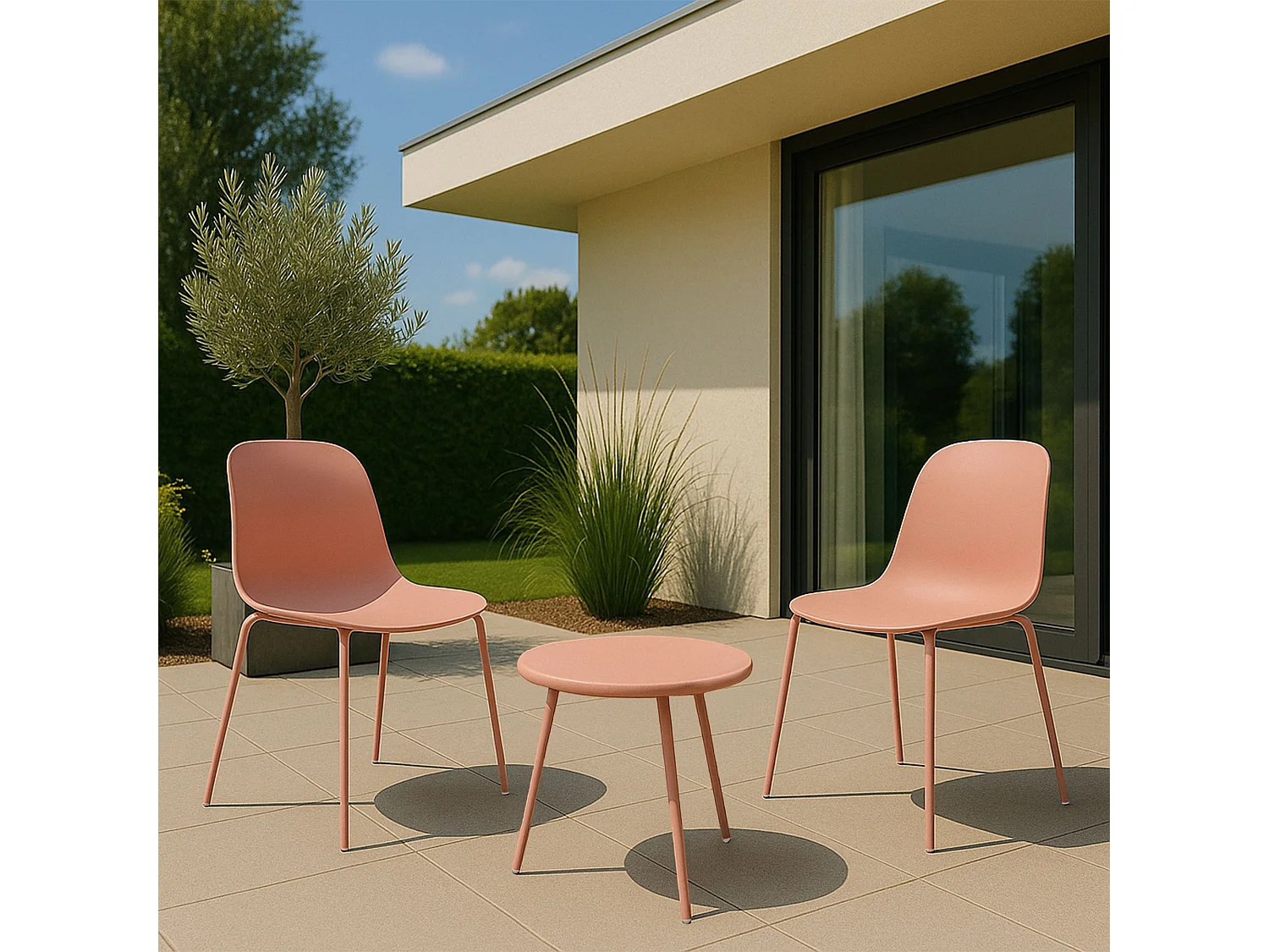 Ensemble de jardin - Table + 2 Chaises - Mindin