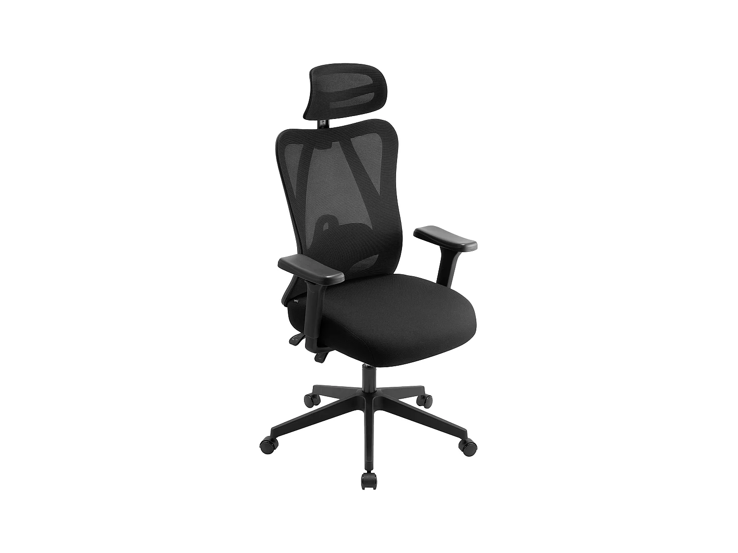 Chaise de bureau - Tissu & Chrome - Noir - Elisha